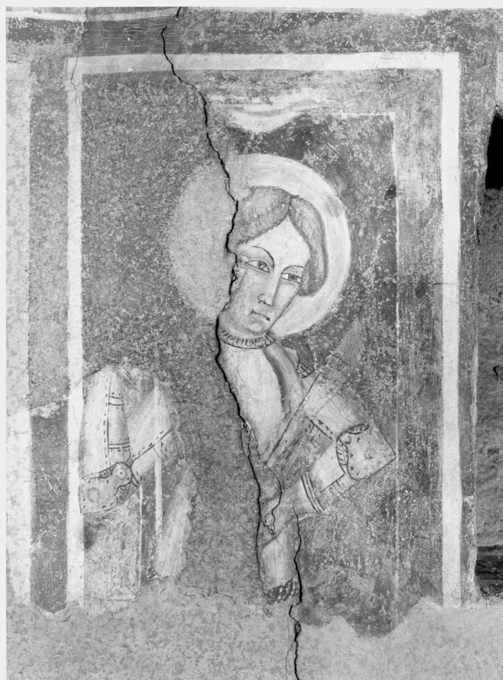 santo guerriero (dipinto murale) - ambito lombardo (seconda metà sec. XIV)