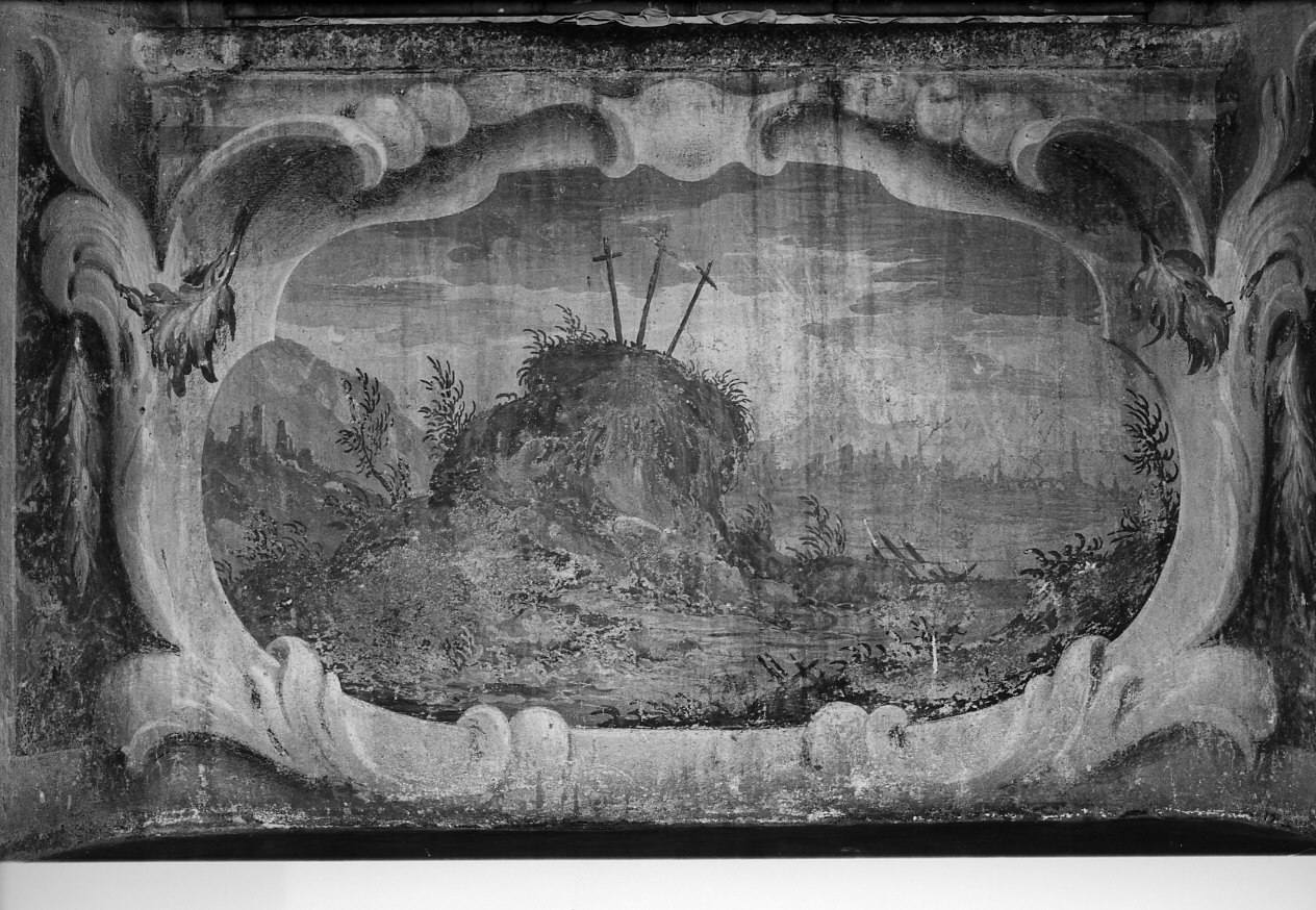 paesaggio con il monte Calvario (dipinto murale, opera isolata) di Biella Felice (sec. XVIII)