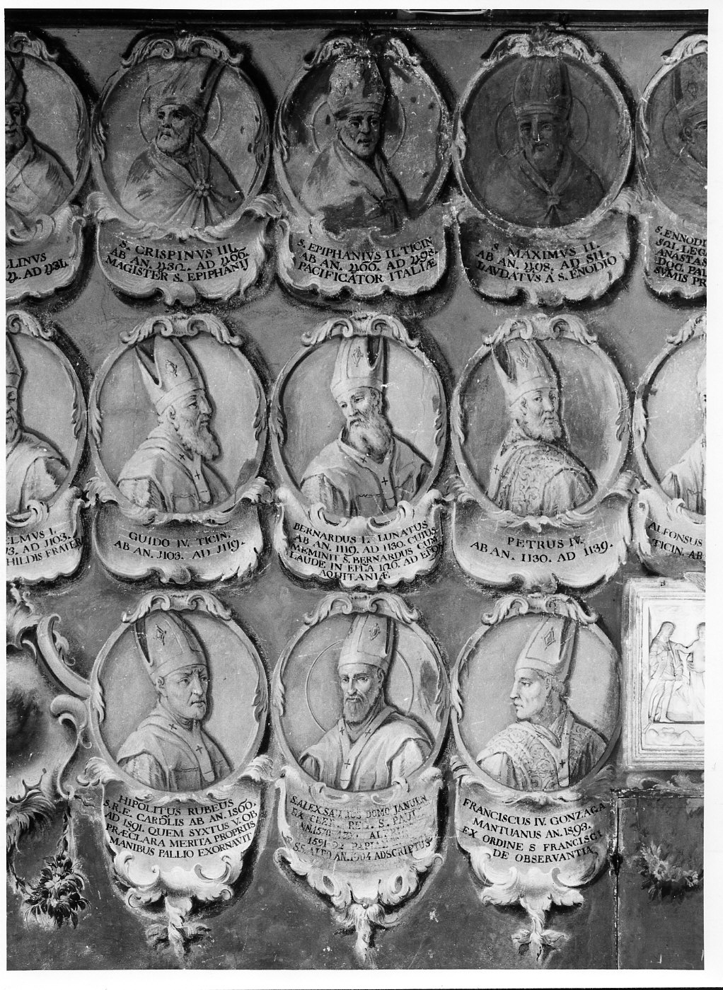ritratti di vescovi pavesi (dipinto murale) di Biella Felice (sec. XVIII)