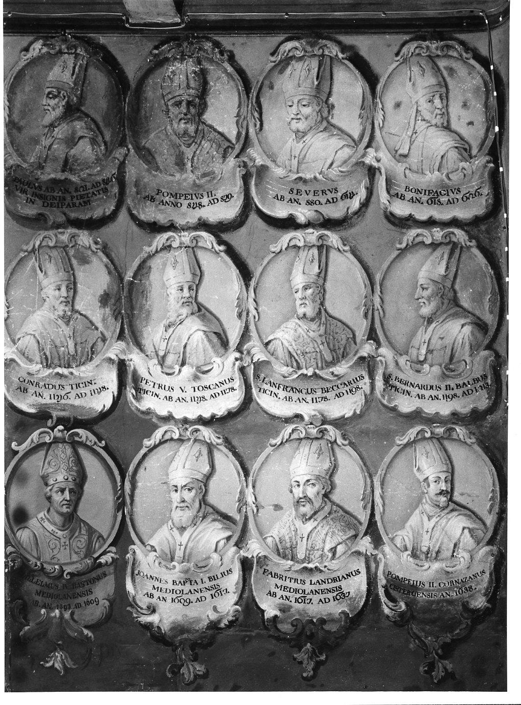ritratti di vescovi pavesi (dipinto murale) di Biella Felice (sec. XVIII)