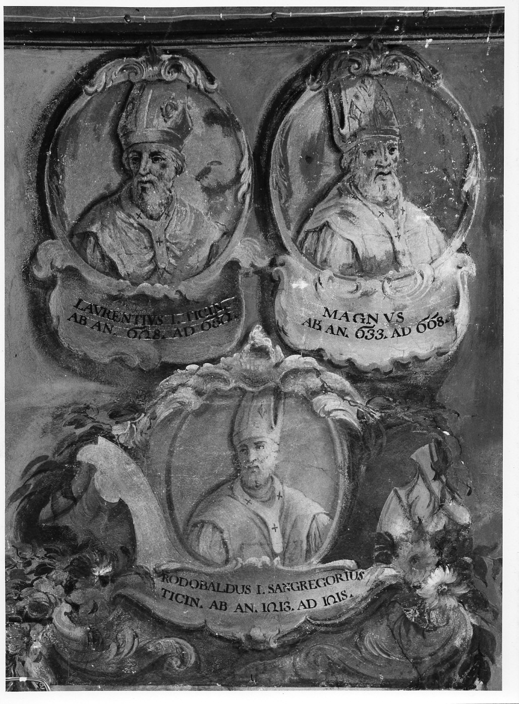 ritratti di vescovi pavesi (dipinto murale) di Biella Felice (sec. XVIII)