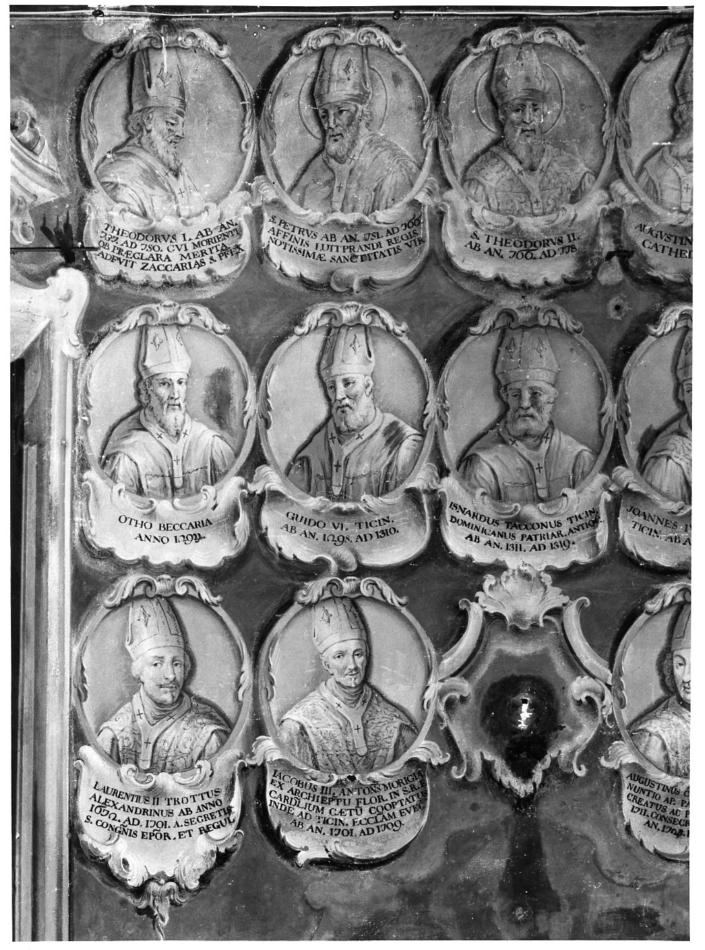 ritratti di vescovi pavesi (dipinto murale) di Biella Felice (sec. XVIII)