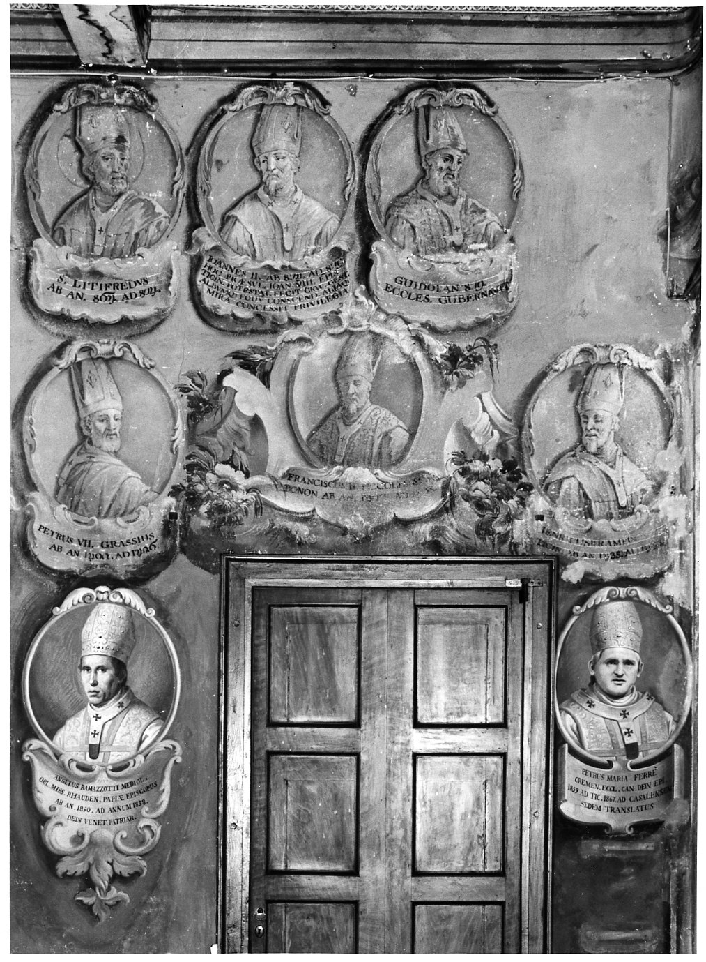 ritratti di vescovi pavesi (dipinto murale) di Biella Felice (sec. XVIII)