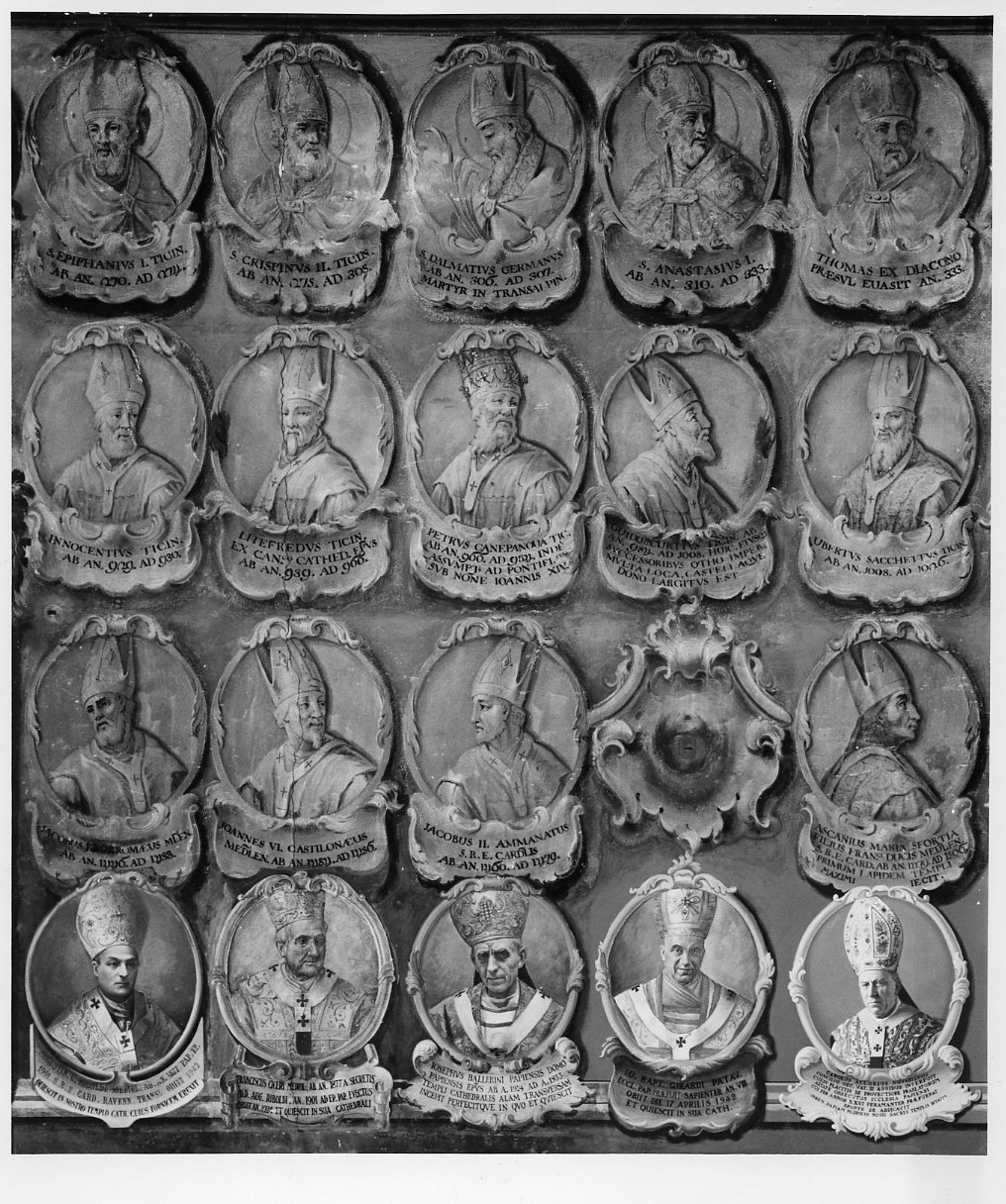 ritratti di vescovi pavesi (dipinto murale) di Biella Felice (sec. XVIII)