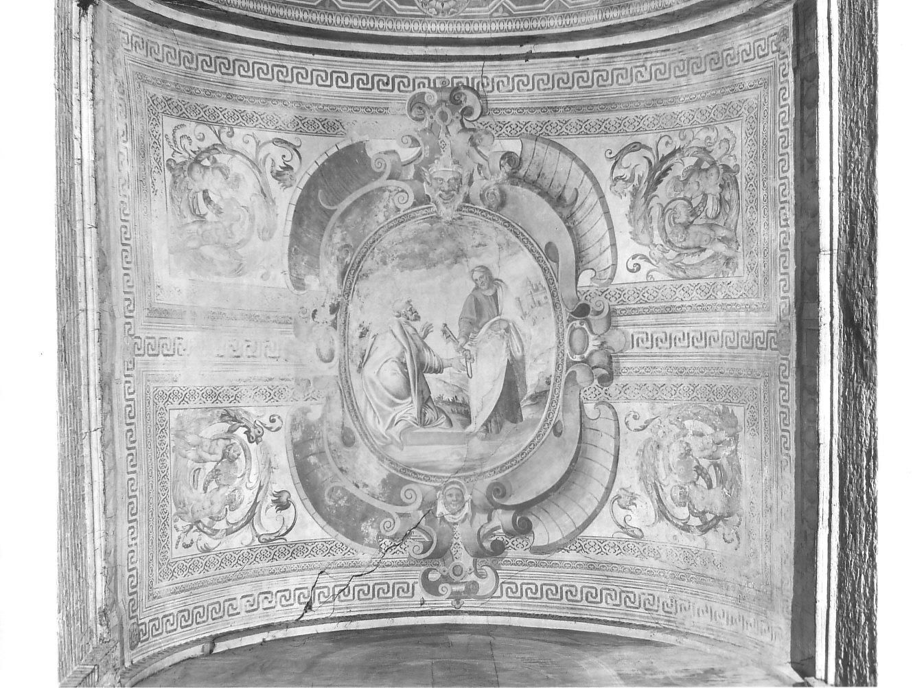 Cristo consegna le chiavi a San Pietro (dipinto, opera isolata) - ambito lombardo (seconda metà sec. XVI)