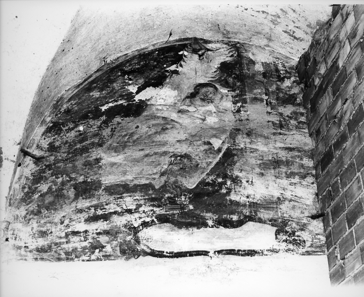 figura femminile (dipinto murale, frammento) - ambito lombardo (sec. XVII)