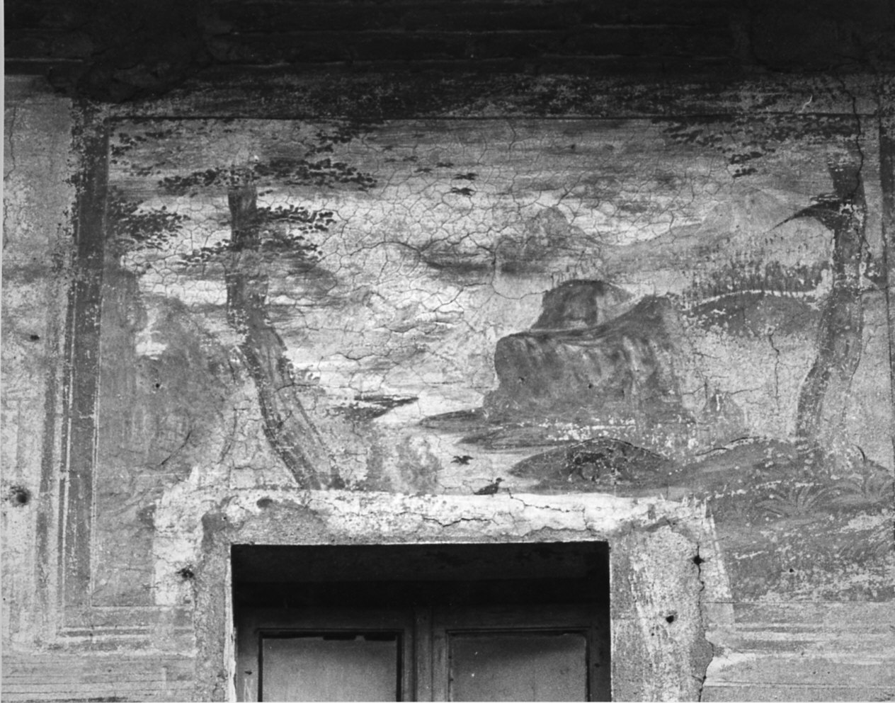 paesaggio (dipinto murale, opera isolata) - ambito lombardo (sec. XVI)