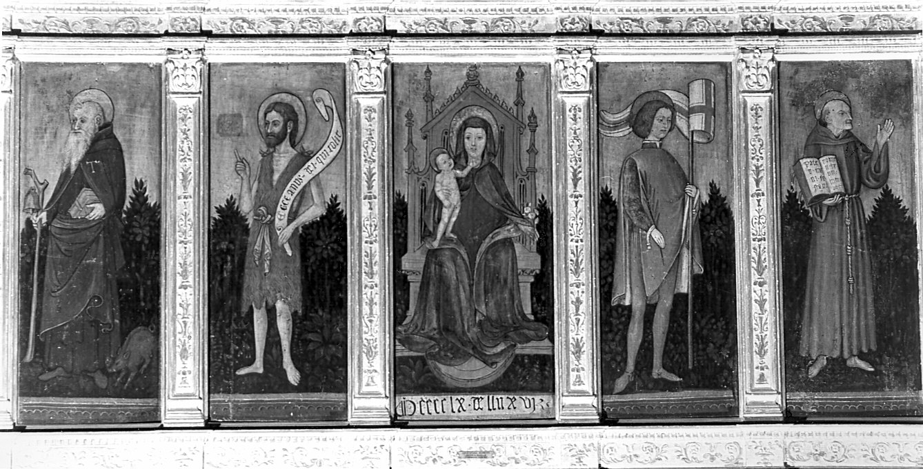 Madonna con Bambino in trono tra santi (polittico) di Moretti Cristoforo (attribuito) (sec. XV)