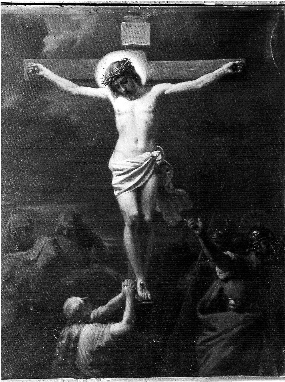 stazione XII: Gesù innalzato e morto in croce (dipinto, elemento d'insieme) di Gonin Francesco (sec. XIX)