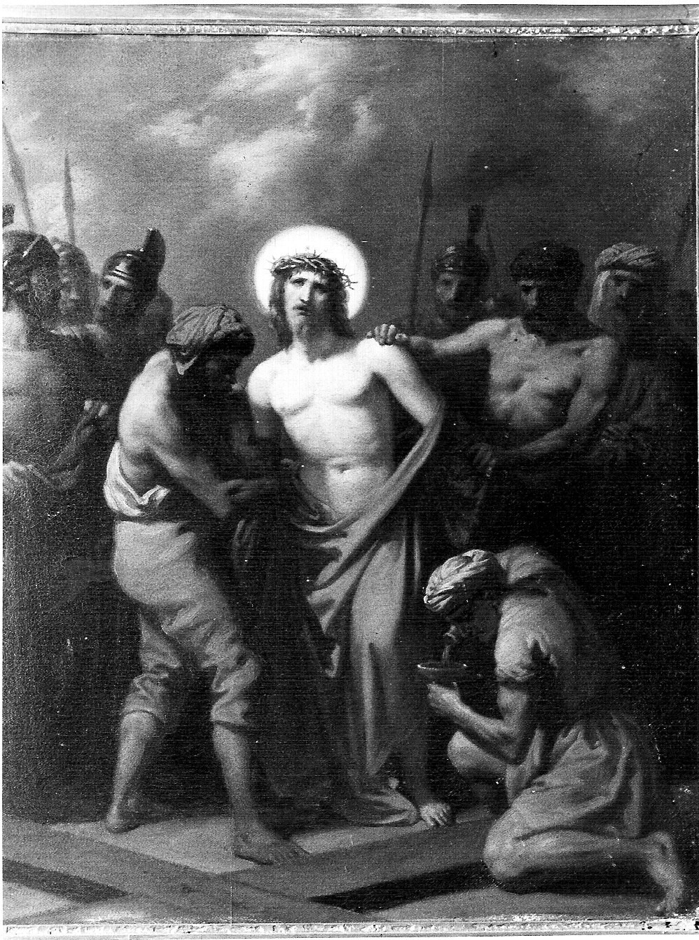 stazione X: Gesù spogliato e abbeverato di fiele (dipinto, elemento d'insieme) di Gonin Francesco (sec. XIX)