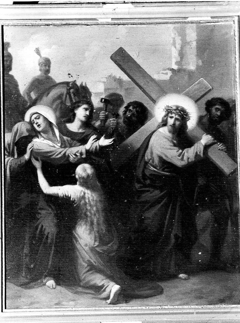 stazione IV: Gesù incontra la Madonna (dipinto, elemento d'insieme) di Gonin Francesco (sec. XIX)