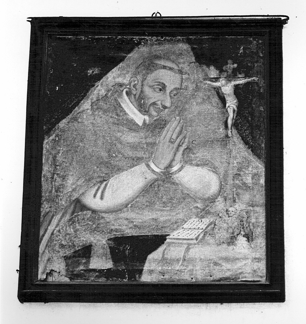 San Carlo Borromeo in adorazione della croce (dipinto) - ambito lombardo (sec. XVIII)