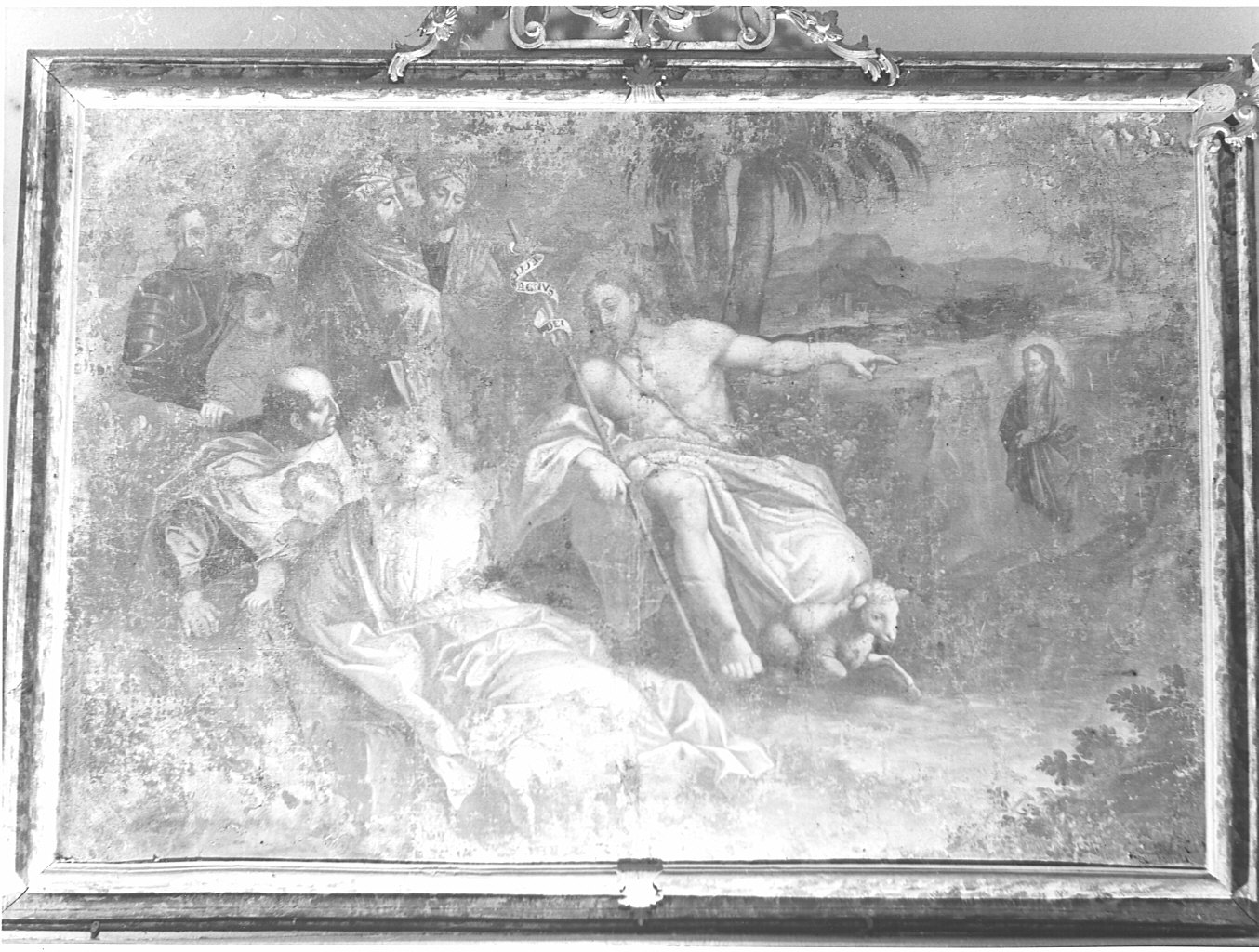 San Giovanni Battista predica alle turbe, San Giovanni Battista indica Cristo alle turbe (dipinto, elemento d'insieme) - ambito lombardo (sec. XVIII)