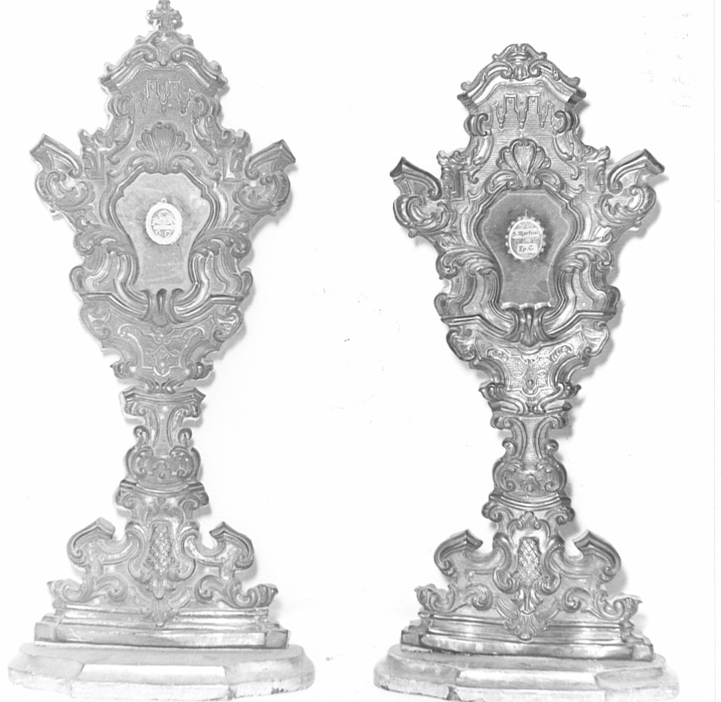 reliquiario - a ostensorio, coppia - bottega lombarda (sec. XVIII)