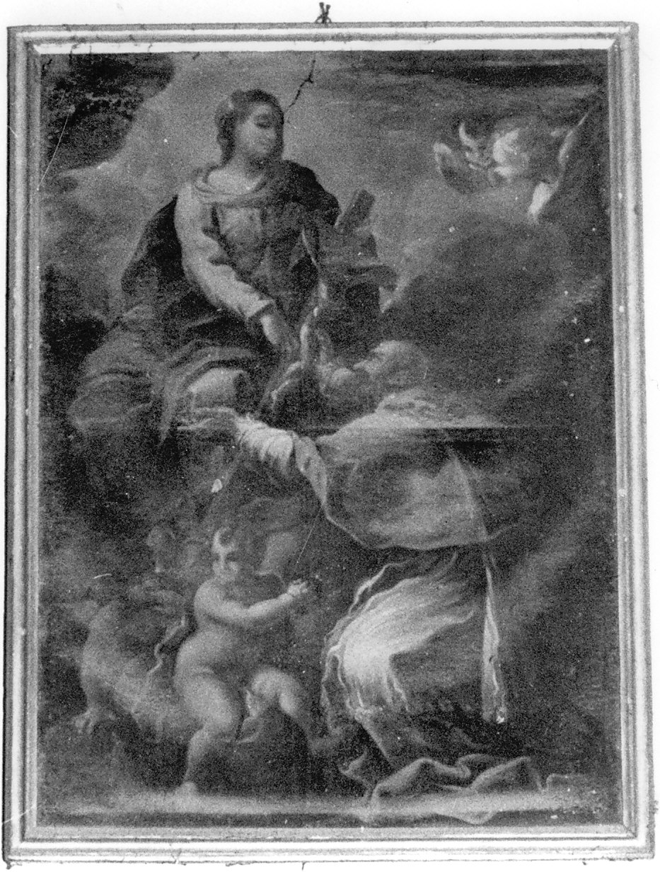 La Vergine porge il crocifisso a un santo (dipinto, opera isolata) - ambito pavese (metà sec. XVIII)