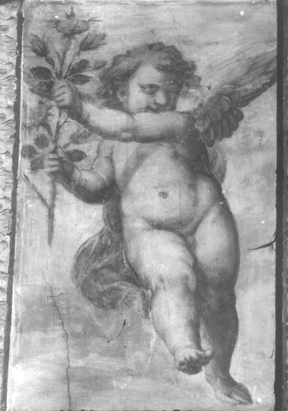 angelo con fiori (dipinto, opera isolata) di Romani Giovanni Francesco (attribuito) (primo quarto sec. XVII)