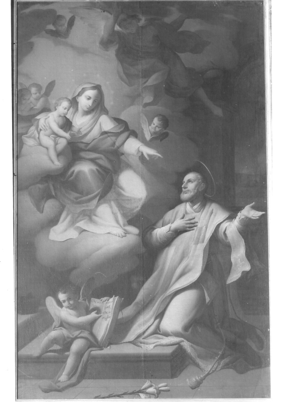 La Madonna appare a Filippo Neri (pala d'altare, opera isolata) di Bianchi Carlo Antonio (attribuito) (sec. XVIII)