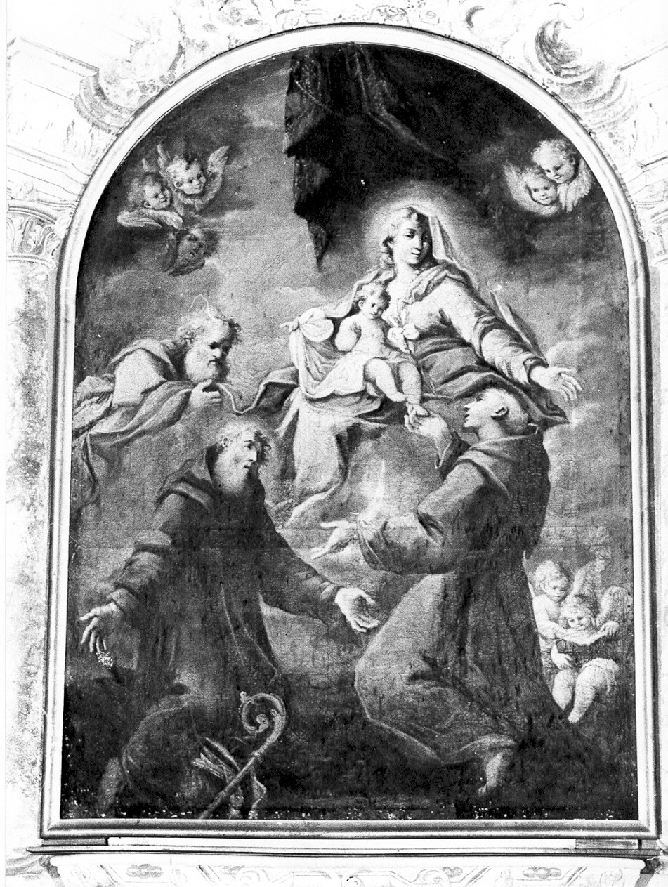Madonna con Bambino in gloria con i santi Giuseppe, Antonio da Padova e Antonio Abate (dipinto, opera isolata) - ambito lombardo (sec. XVIII)
