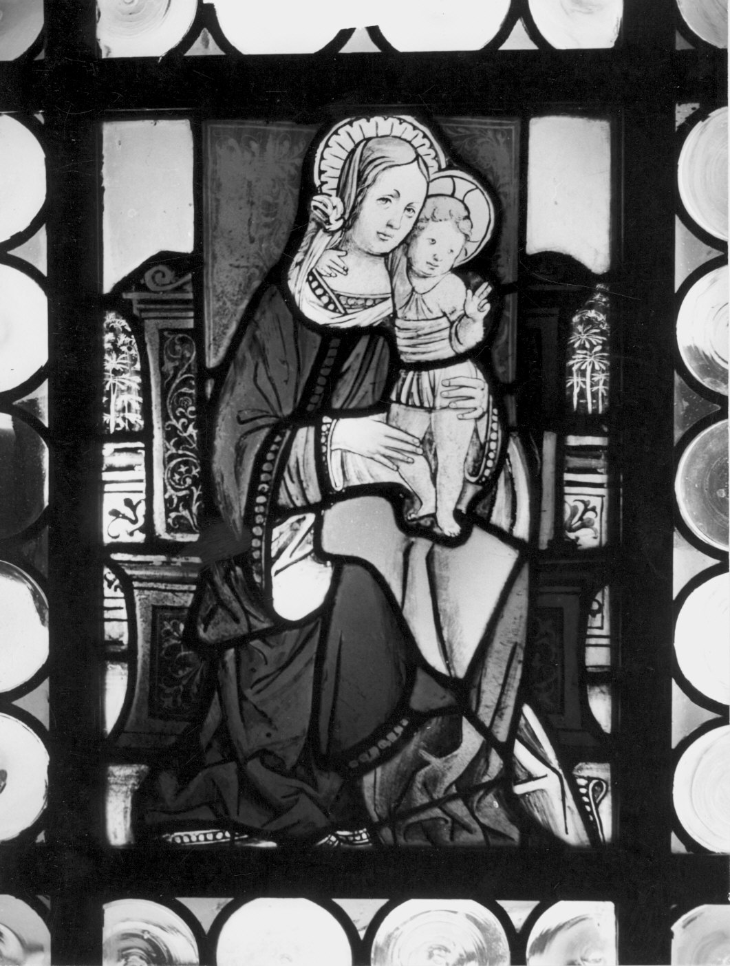 Madonna con Bambino (vetrata dipinta) - ambito lombardo (primo quarto sec. XVI)