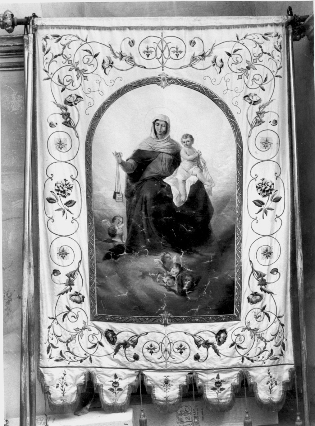 Madonna con Bambino (stendardo processionale) - ambito lombardo, manifattura lombarda (inizio sec. XIX)