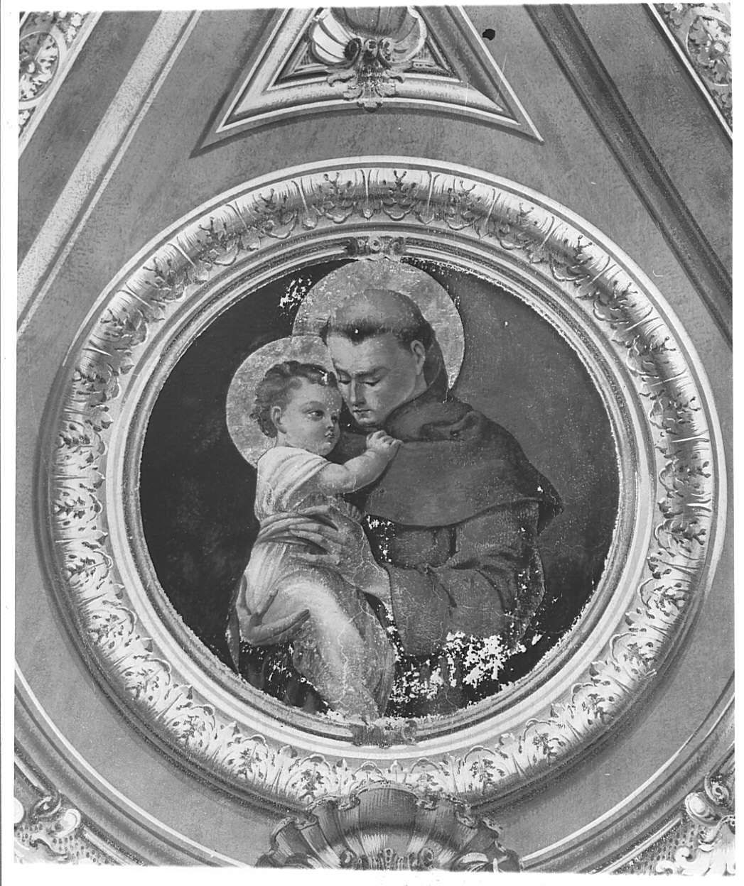 Sant'Antonio da Padova con il bambino (dipinto murale, elemento d'insieme) di Furrer Darvino (attribuito) (sec. XX)