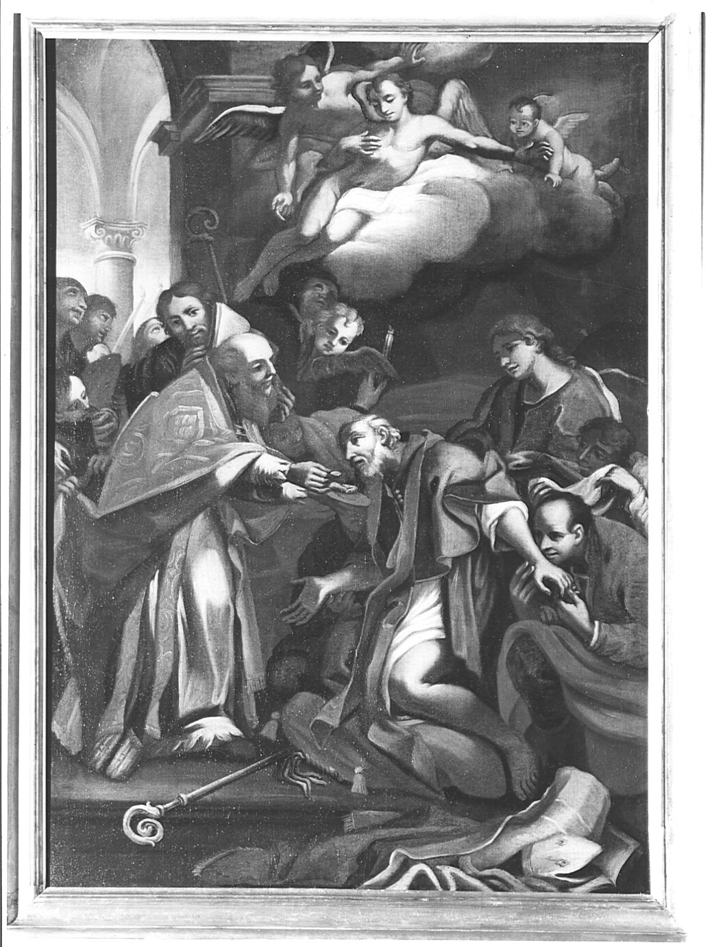 comunione di Sant'Ambrogio (dipinto, opera isolata) - ambito lombardo (inizio sec. XVIII)