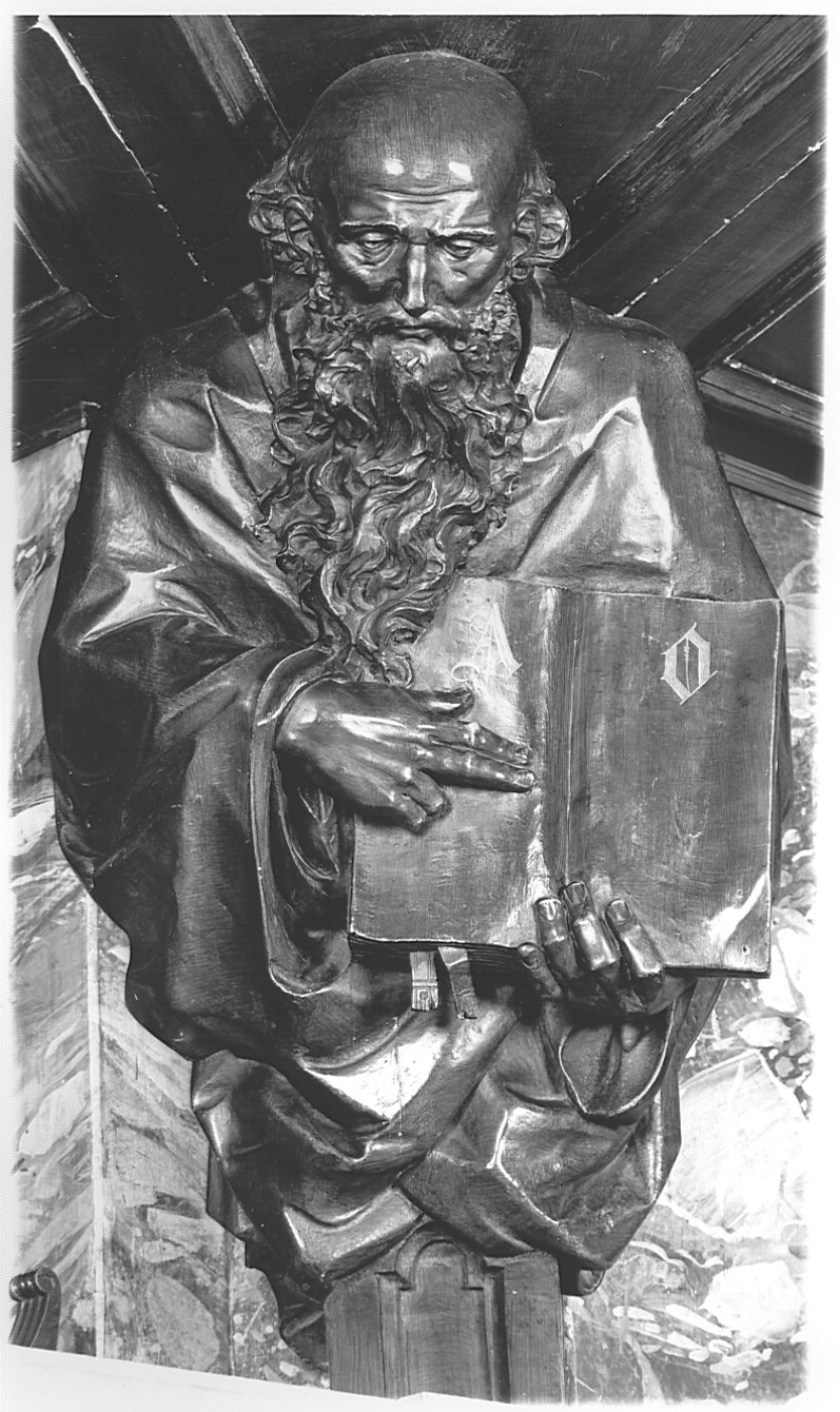 evangelista (scultura, elemento d'insieme) - bottega alsaziana (sec. XX)