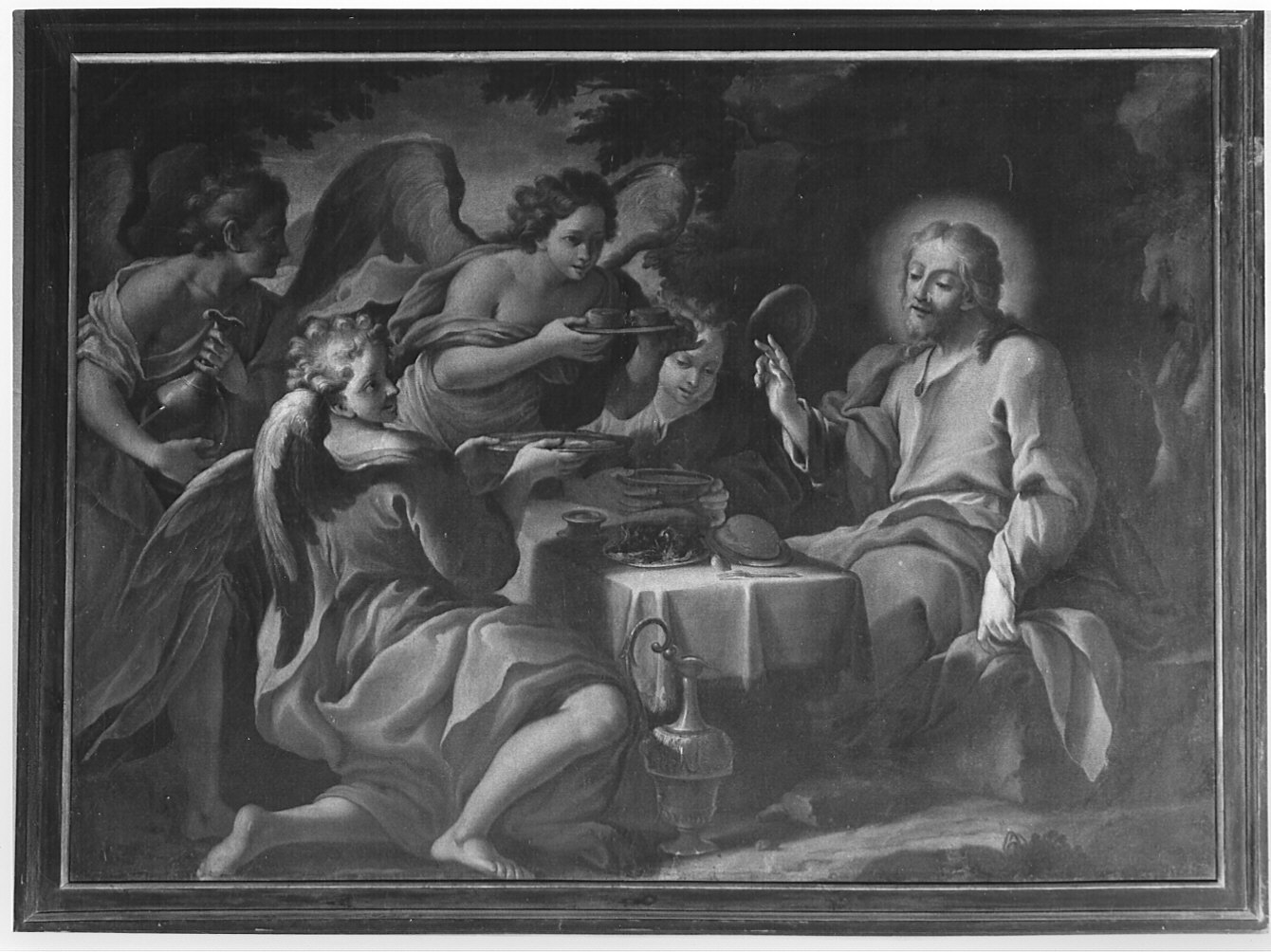 Cristo tra angeli (dipinto, opera isolata) - ambito lombardo (inizio sec. XVIII)