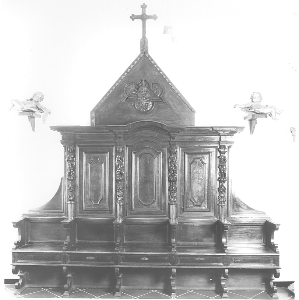 panca con schienale, opera isolata - bottega lombarda (sec. XVII)