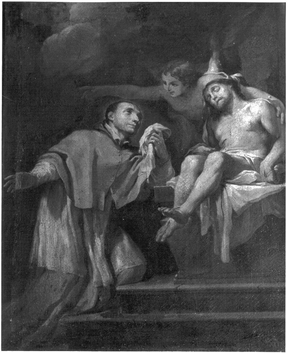 San Carlo Borromeo in adorazione di Cristo deposto (dipinto, opera isolata) - bottega lombarda (sec. XVIII)