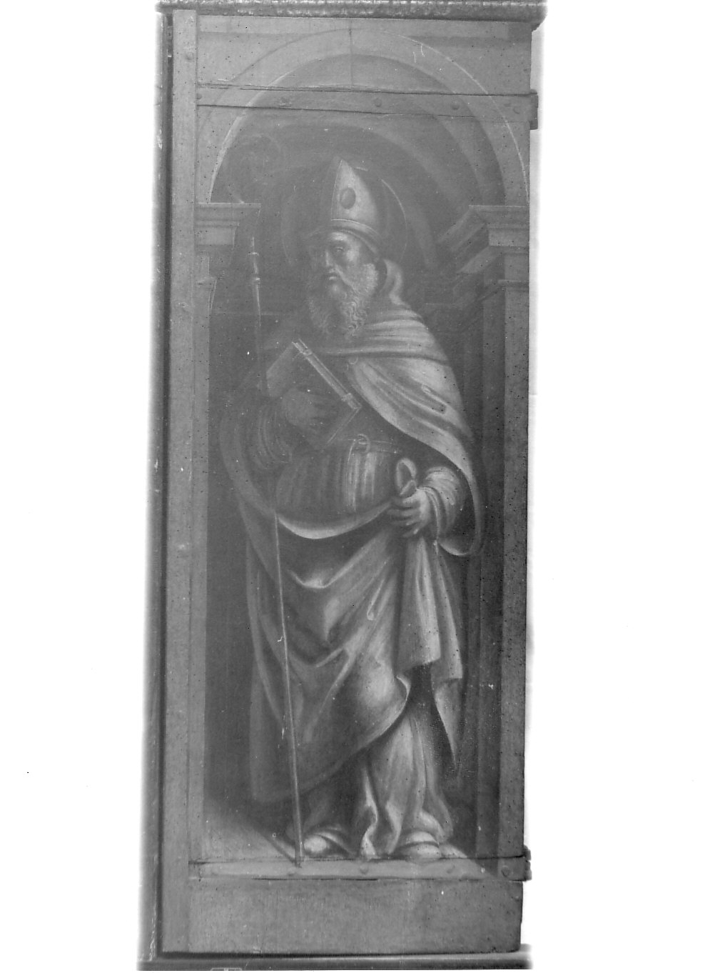 Sant'Agostino (dipinto, elemento d'insieme) di Lanzani Bernardino (attribuito) (sec. XVI)