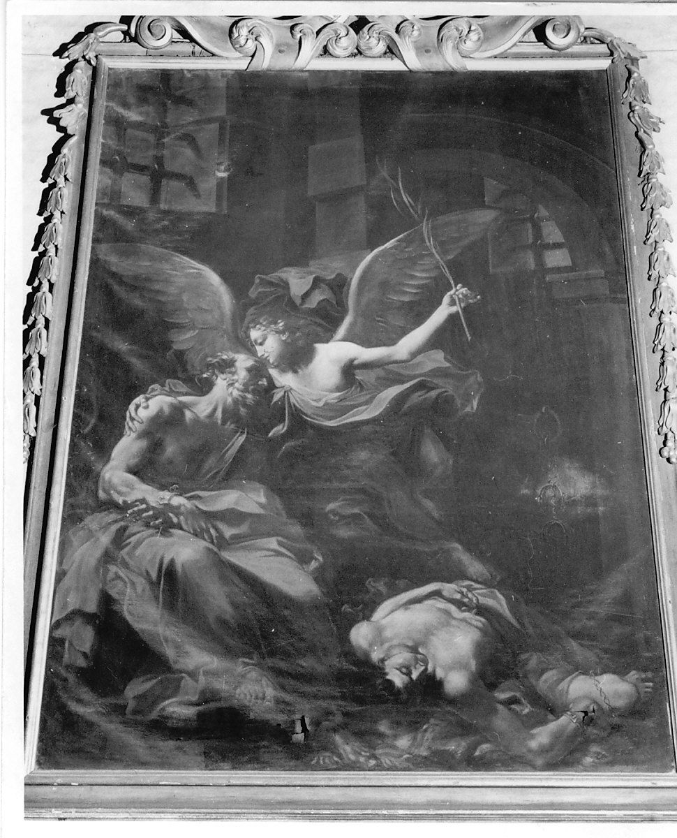San Marco in carcere confortato da un angelo (dipinto, opera isolata) - ambito emiliano (sec. XVIII)