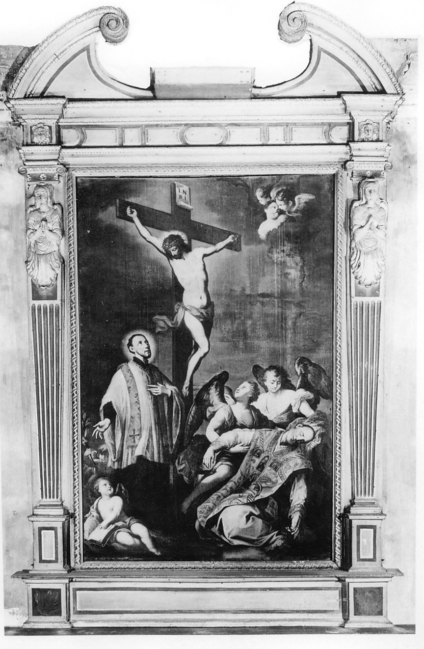 Sant'Andrea e San Gaetano ai piedi della croce (dipinto, opera isolata) - ambito lombardo (inizio sec. XVIII)