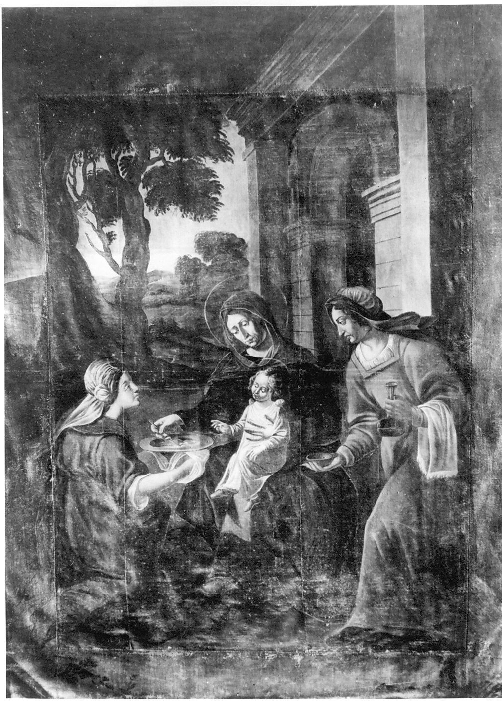 Madonna con Bambino che mangia (dipinto, opera isolata) - ambito lombardo (sec. XVI)