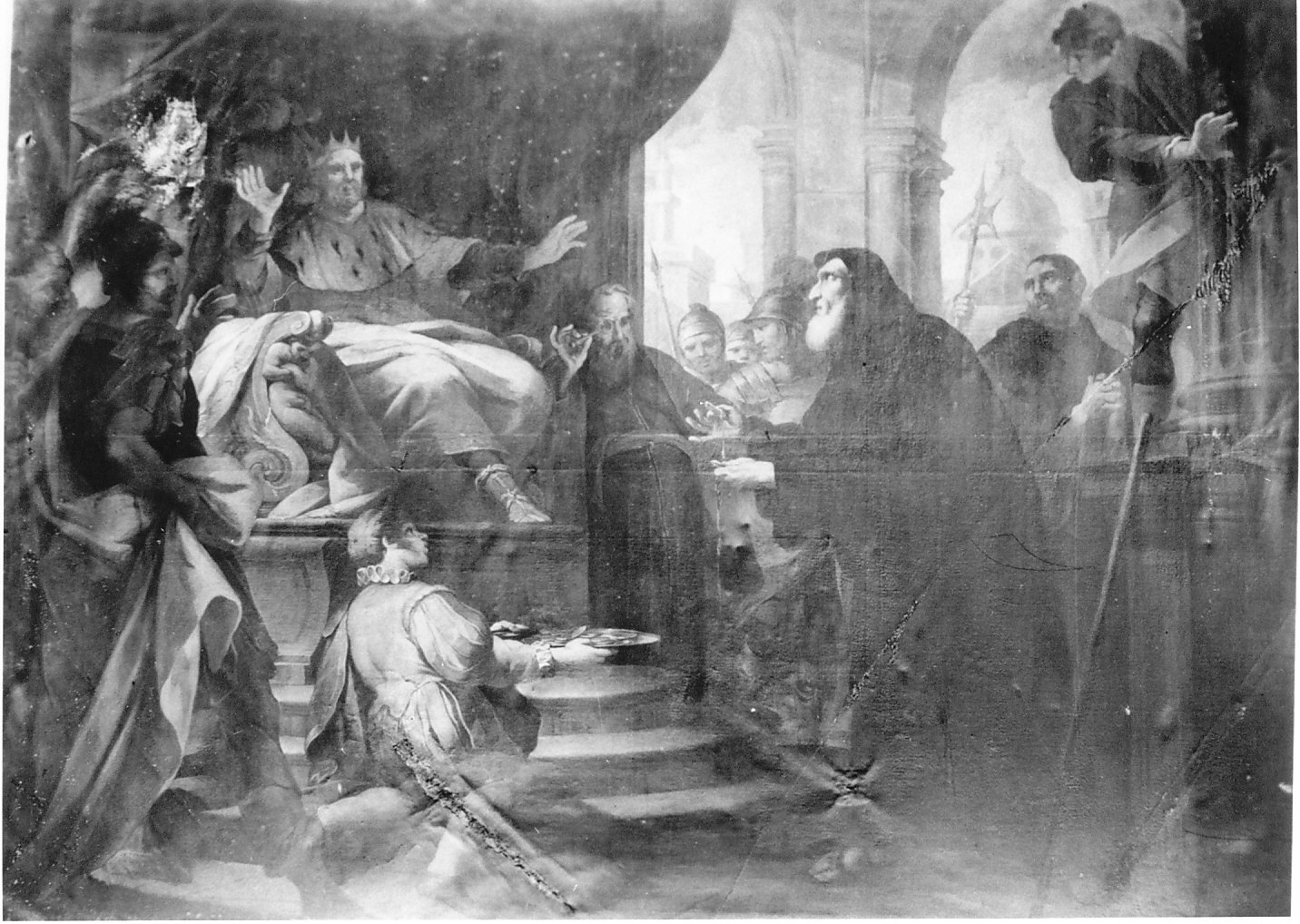 Miracolo di San Francesco da Paola (dipinto, elemento d'insieme) di Cucchi Giovanni Antonio (attribuito) (prima metà sec. XVIII)