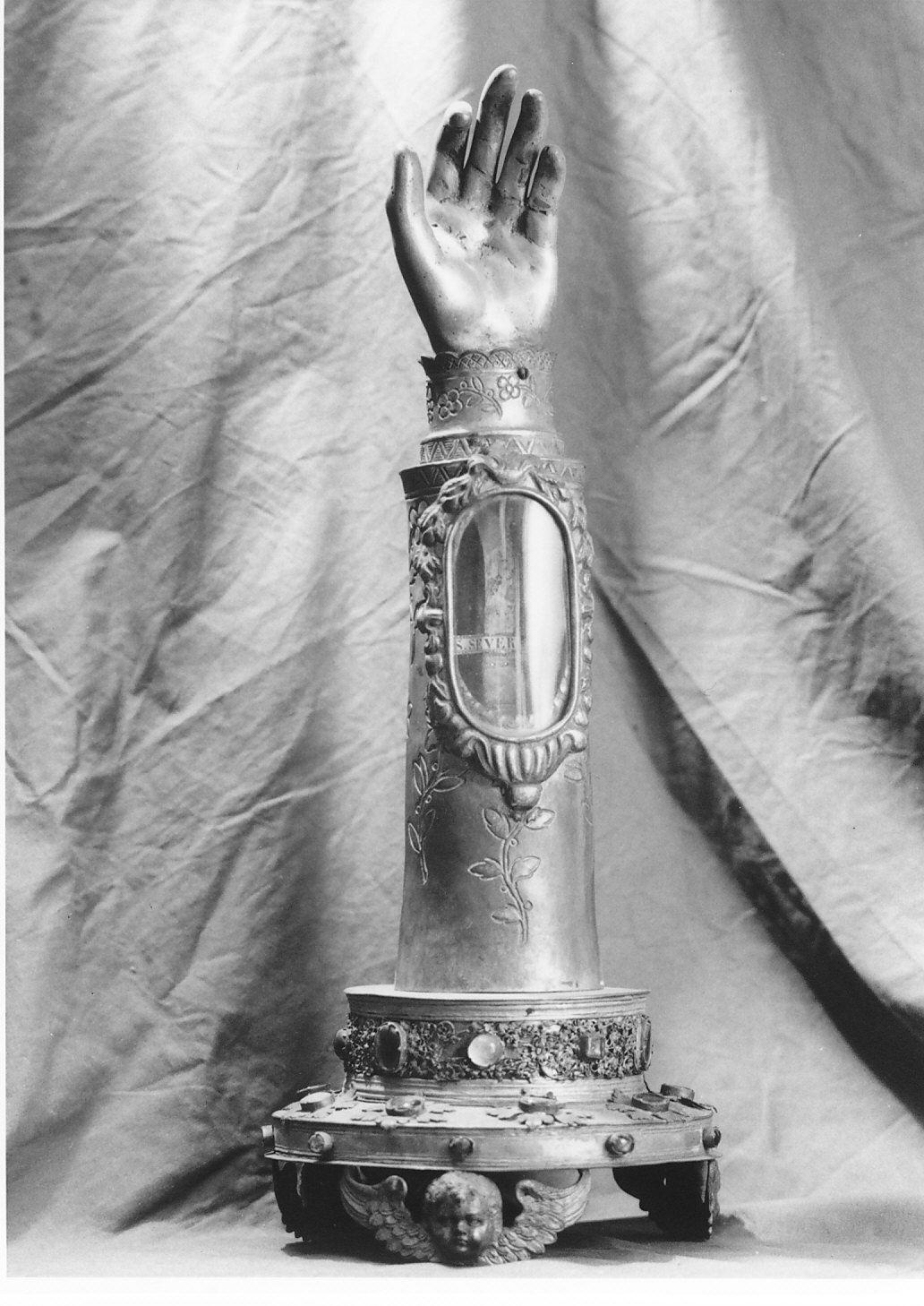 reliquiario antropomorfo - a braccio, opera isolata - bottega italiana (fine sec. XVII, sec. XIX)