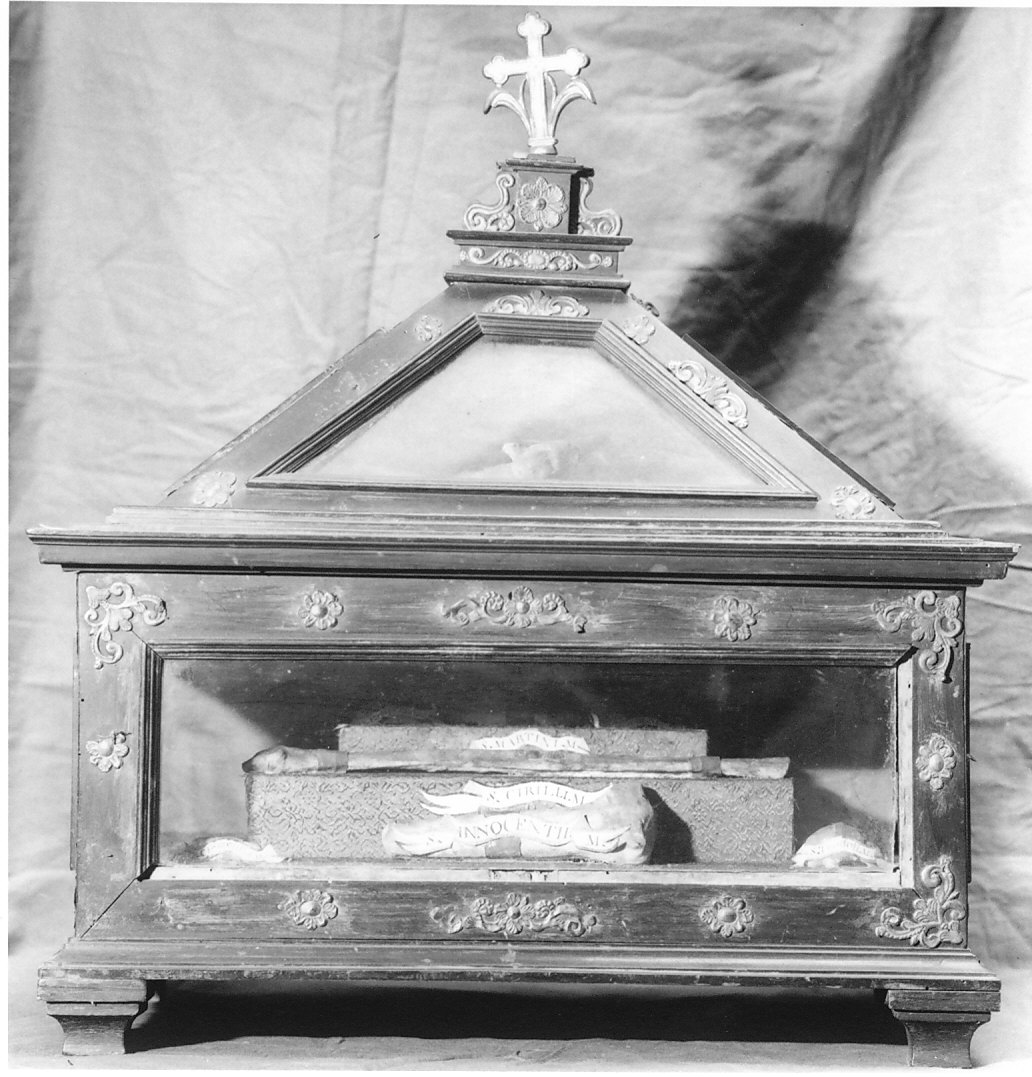 reliquiario a teca - a cassetta, serie - bottega italiana (sec. XIX)