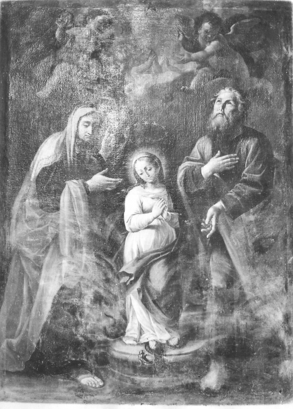 Maria Vergine bambina con Sant'Anna e San Gioacchino (dipinto, opera isolata) - ambito lombardo (sec. XVII)
