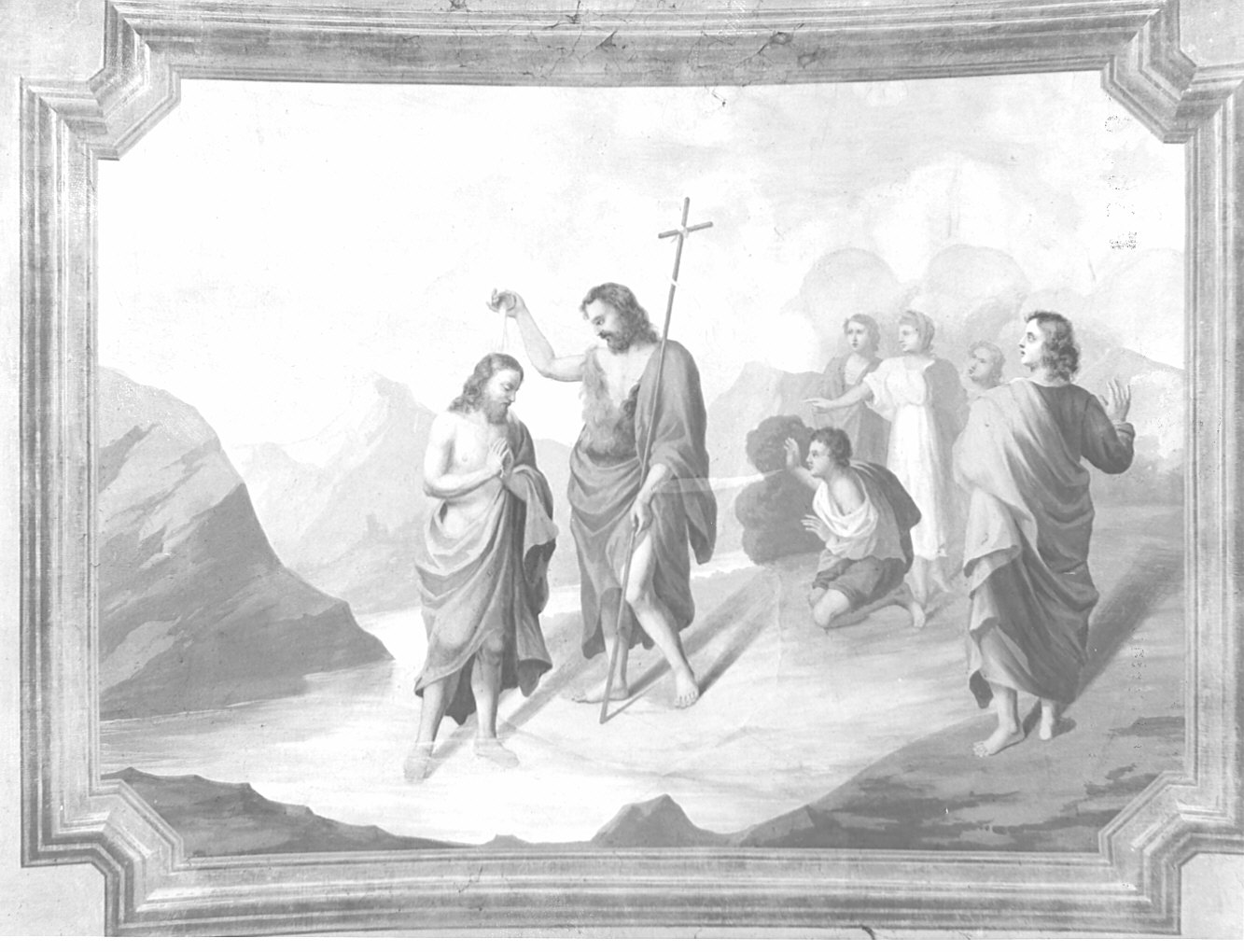 Il battesimo di Cristo, battesimo di Cristo (decorazione pittorica, elemento d'insieme) - ambito lombardo (fine sec. XIX)