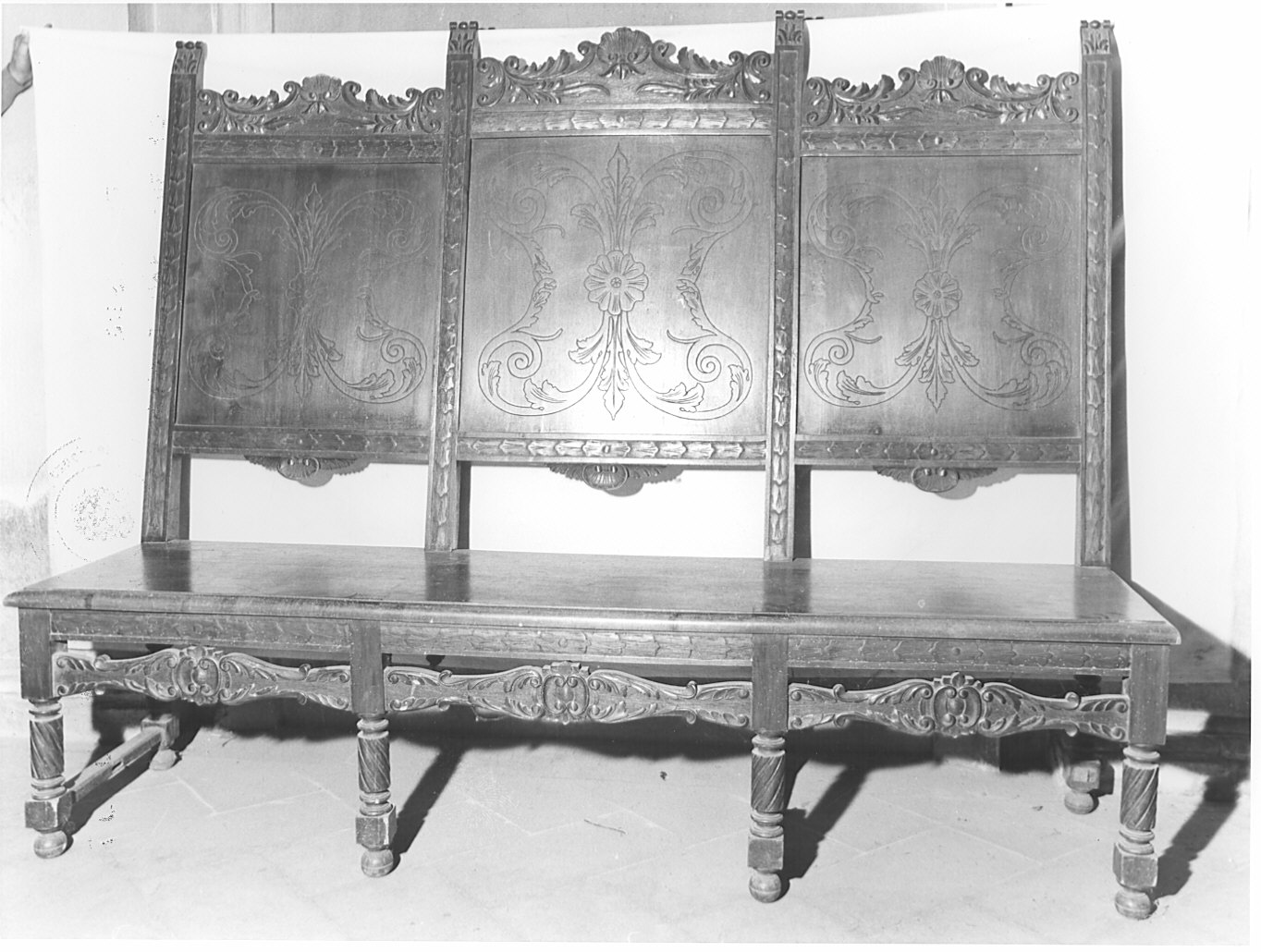 panca con schienale - bottega lombarda (sec. XIX)