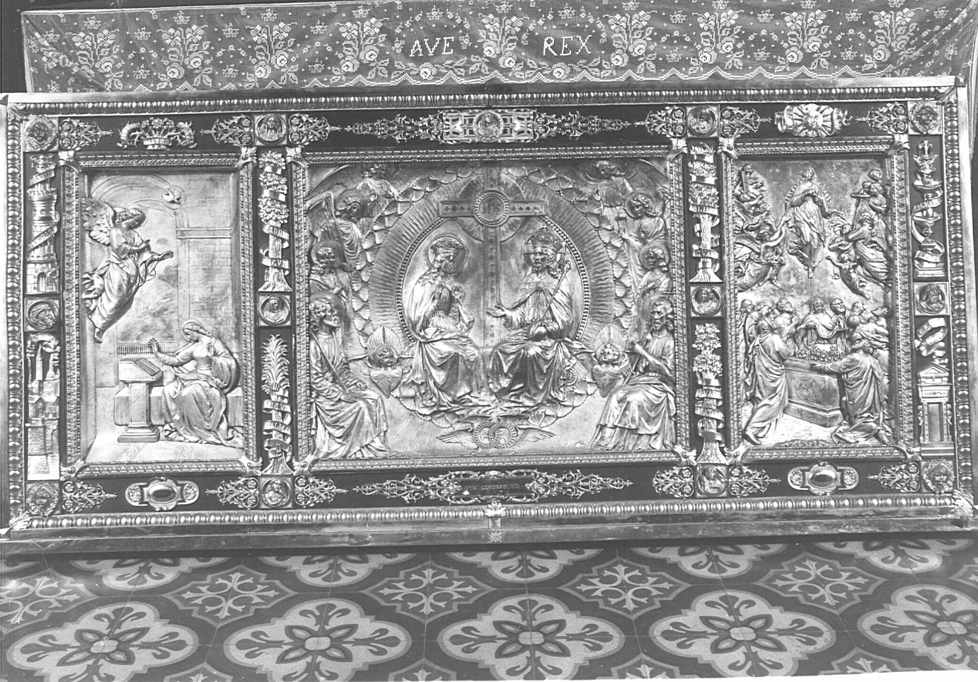 storie della vita della Madonna (paliotto, opera isolata) di Bellosio Eugenio (attribuito) (sec. XX)