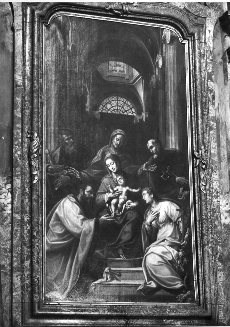 Sacra Famiglia con Sant'Anna e altri santi (dipinto, opera isolata) - ambito lombardo (inizio sec. XVII)
