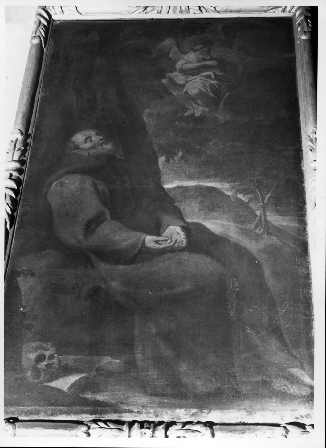 San Francesco d'Assisi morente ha la visione dell'angelo che suona il violino (dipinto, opera isolata) - ambito lombardo (sec. XVIII)