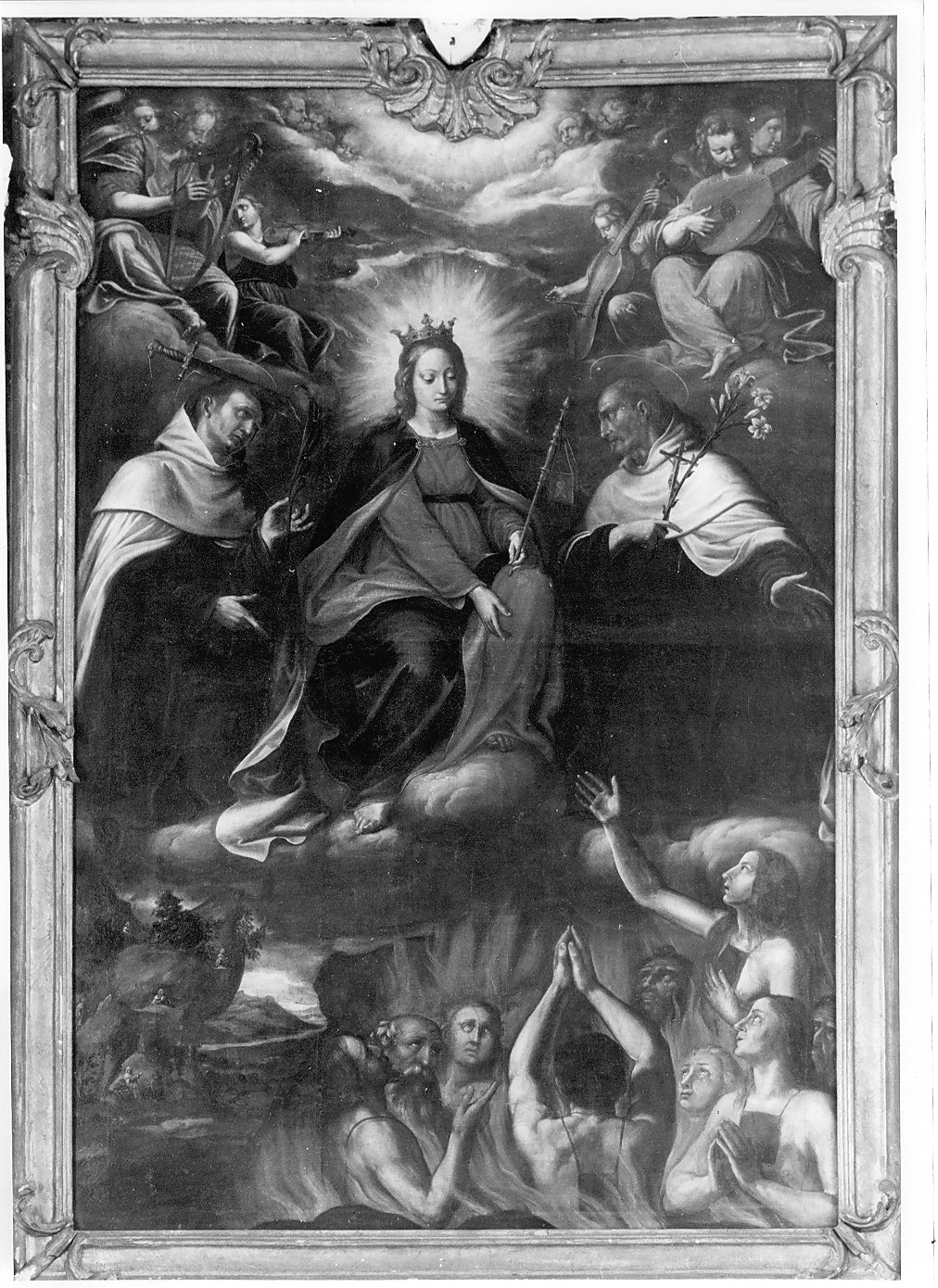 Madonna in gloria con santi domenicani e anime purganti (dipinto, elemento d'insieme) di Tassinari Giovanni Battista (sec. XVII)