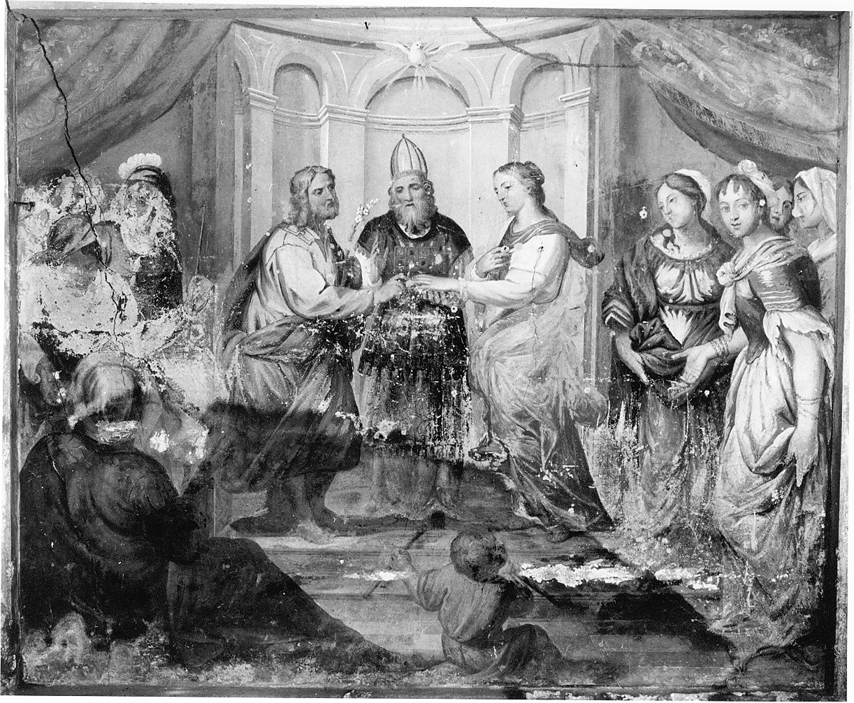 Sposalizio di Maria Vergine (dipinto murale, opera isolata) - ambito lombardo (fine sec. XVI)