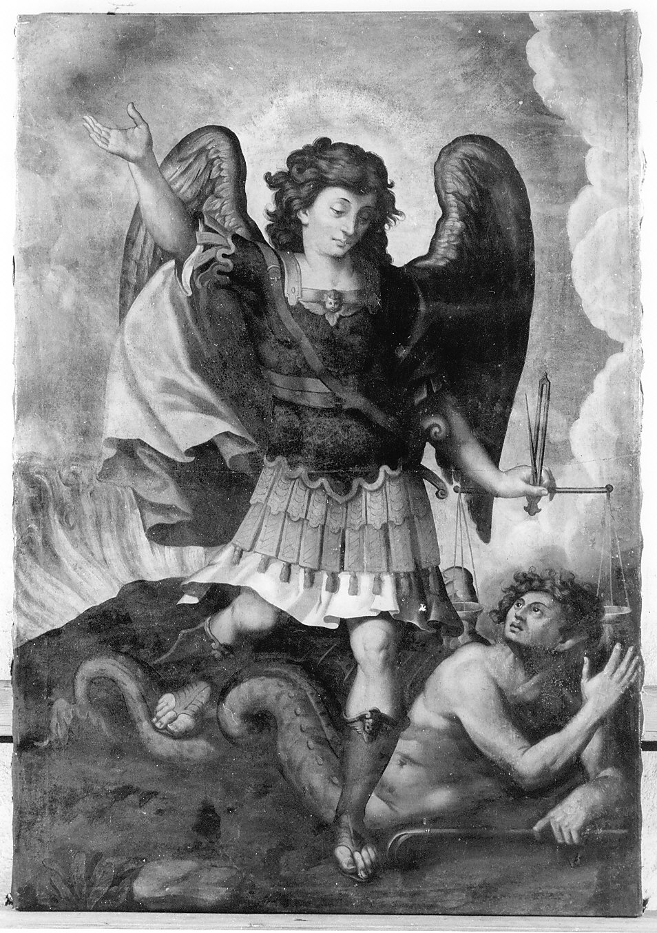 San Michele Arcangelo schiaccia il demonio (dipinto, opera isolata) - ambito lombardo (sec. XVII)