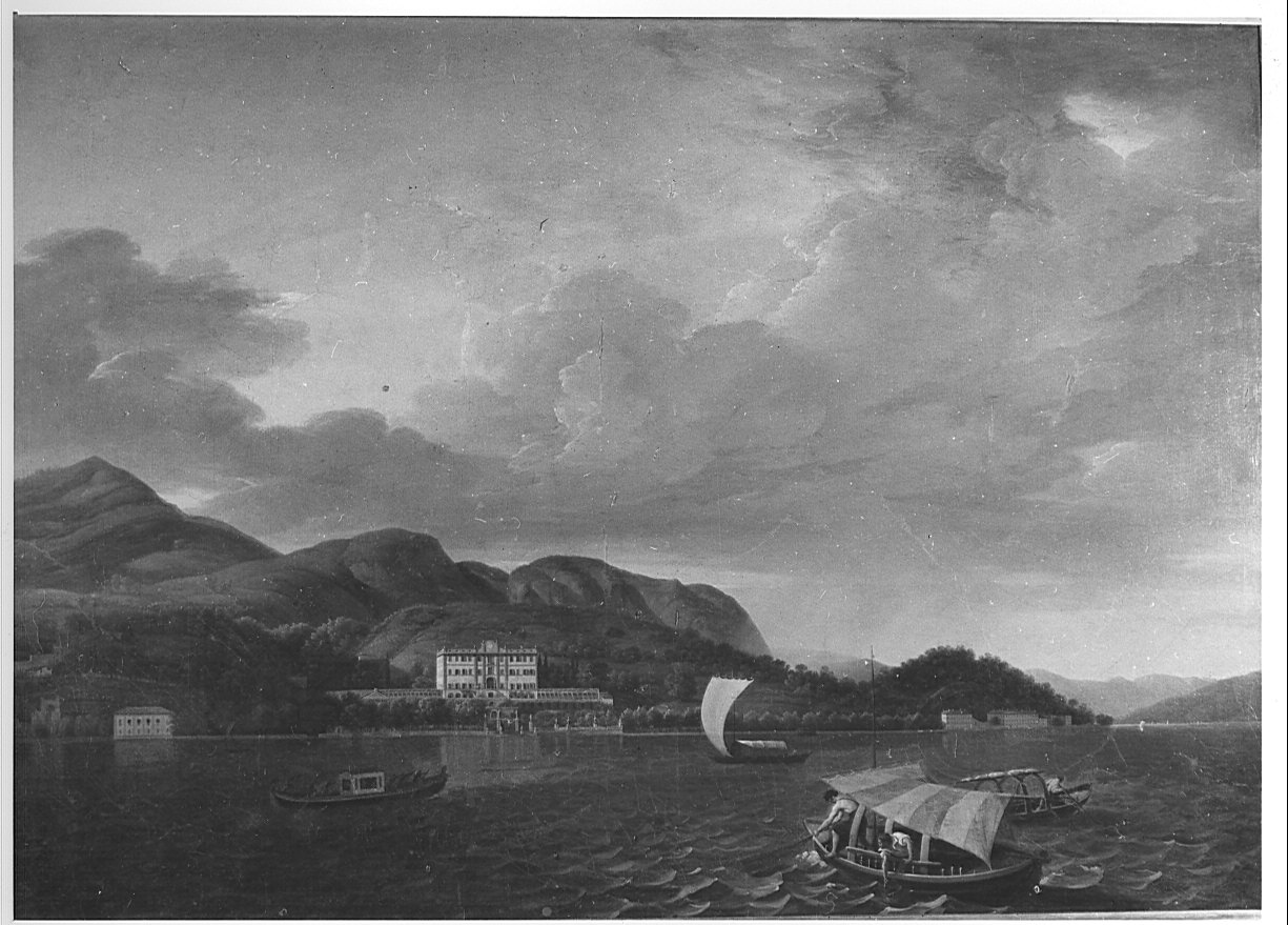 veduta di Villa Sommariva dal lago (dipinto, opera isolata) di Bisi Giuseppe (sec. XIX)
