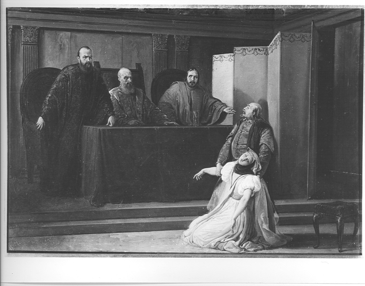 Valenzia Gradenigo al cospetto dell'Inquisitore suo padre (dipinto, opera isolata) di Hayez Francesco (sec. XIX)