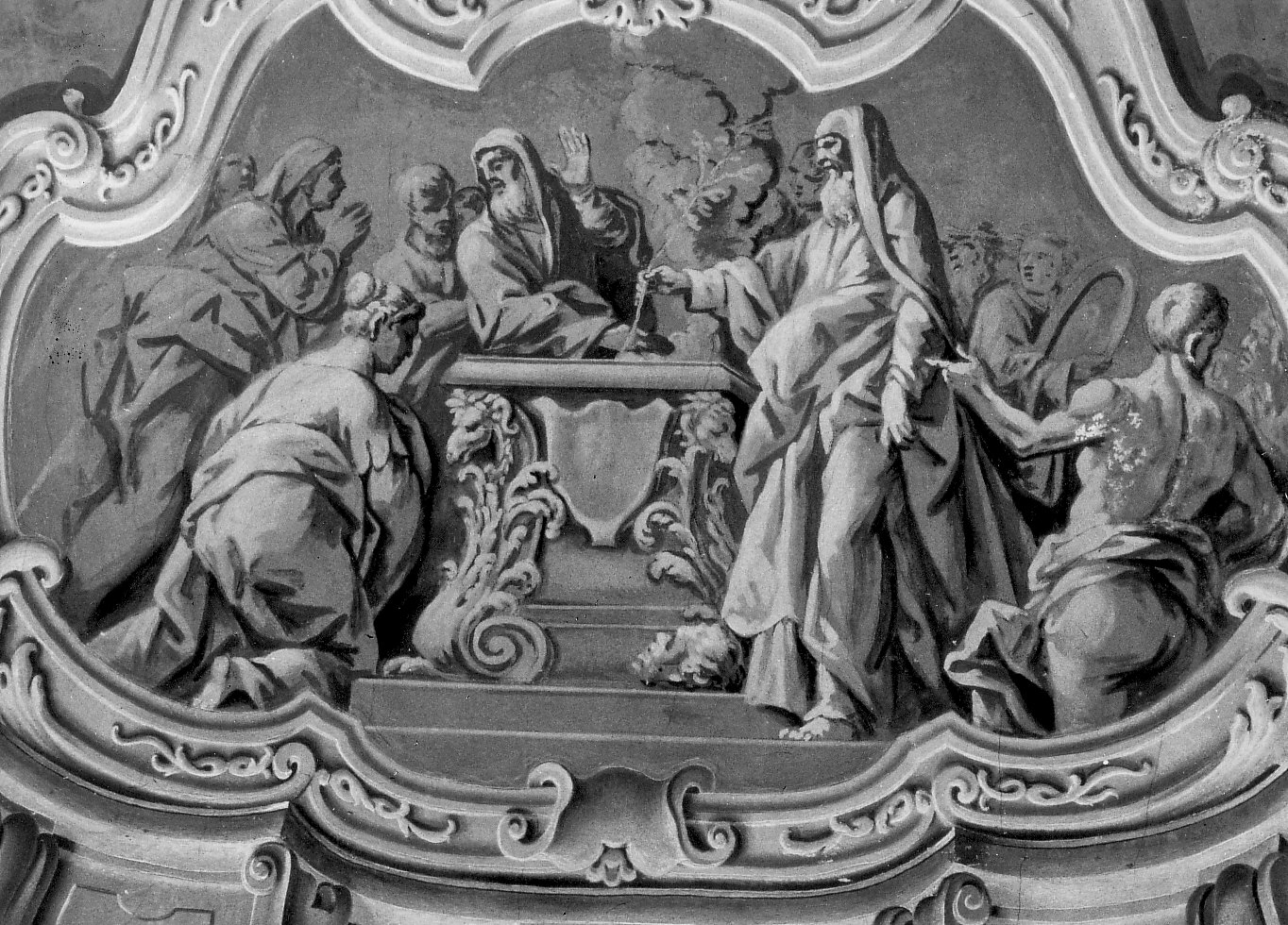 Giuditta parla con gli anziani (dipinto, elemento d'insieme) di Maggi Pietro (attribuito) (sec. XVIII)