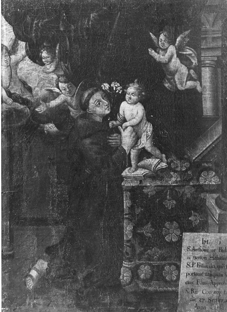 Sant'Antonio da Padova in adorazione di Gesù Bambino (dipinto, opera isolata) - ambito lombardo (sec. XVII)
